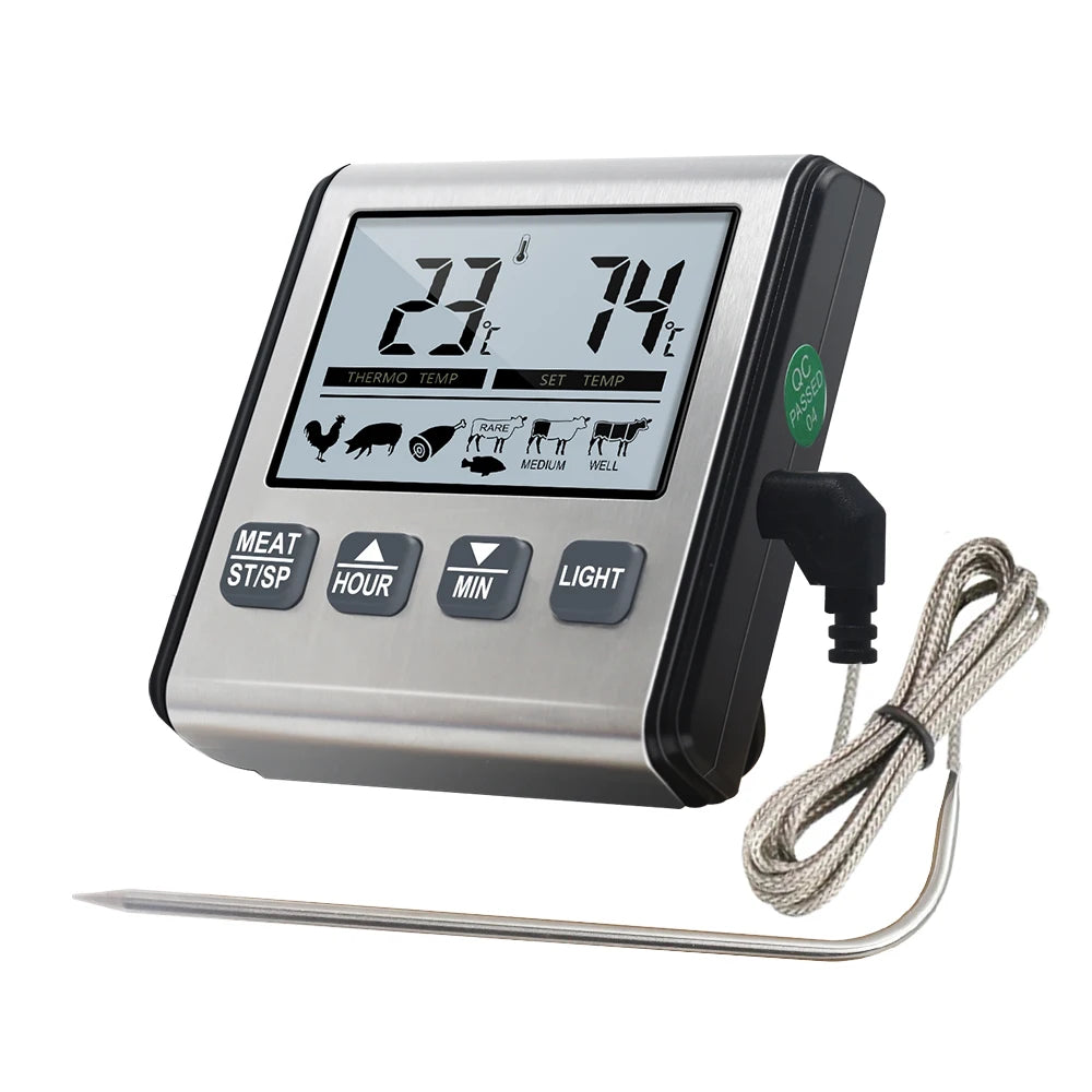 Digital Timing Food Thermometer Temperature Meter with Timer