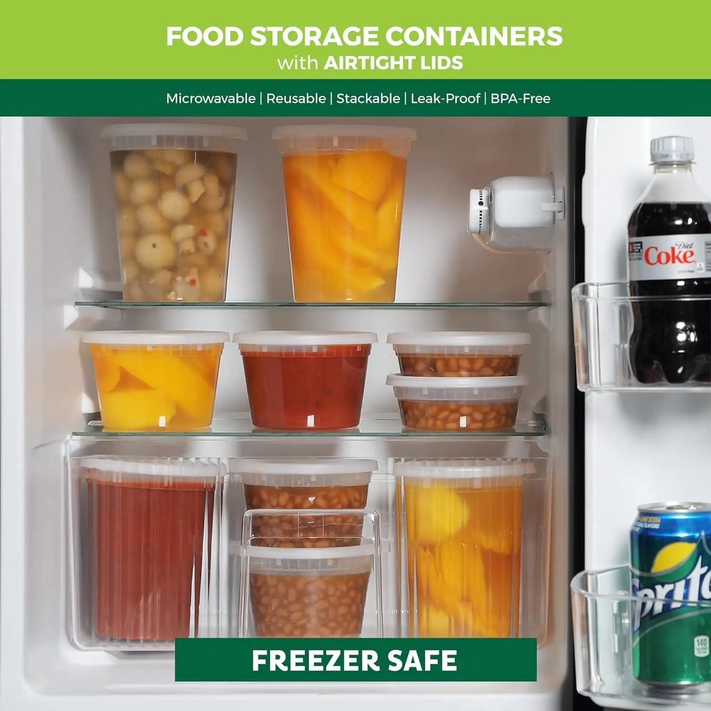 Plastic Storage Containers with Lids 8oz 16oz 32oz