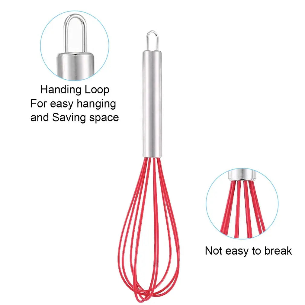 3 Pcs Silicone Whisk Handheld Stainless Steel Wire