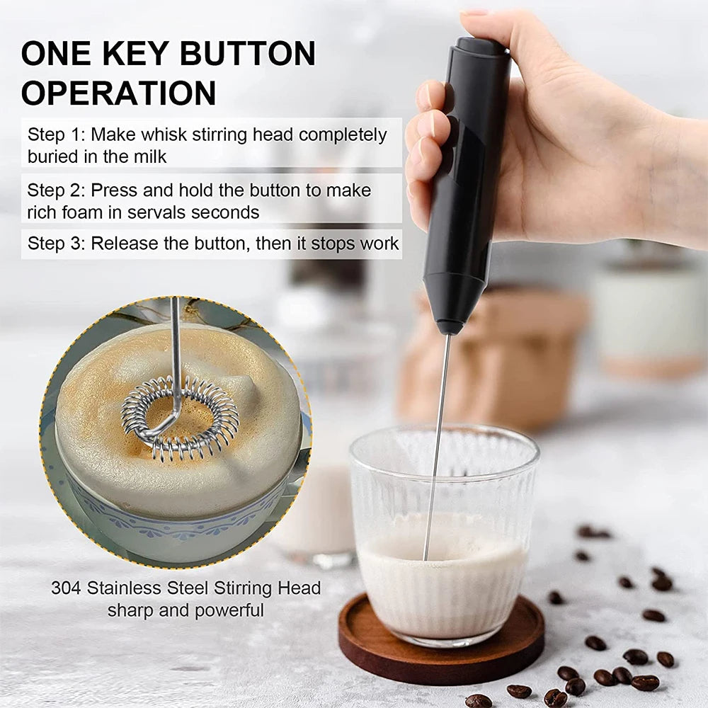 Electric Milk Frother Coffee Maker Handheld Whisk Beater