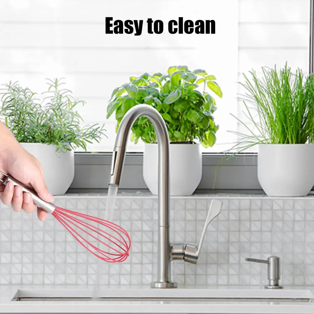 3 Pcs Silicone Whisk Handheld Stainless Steel Wire