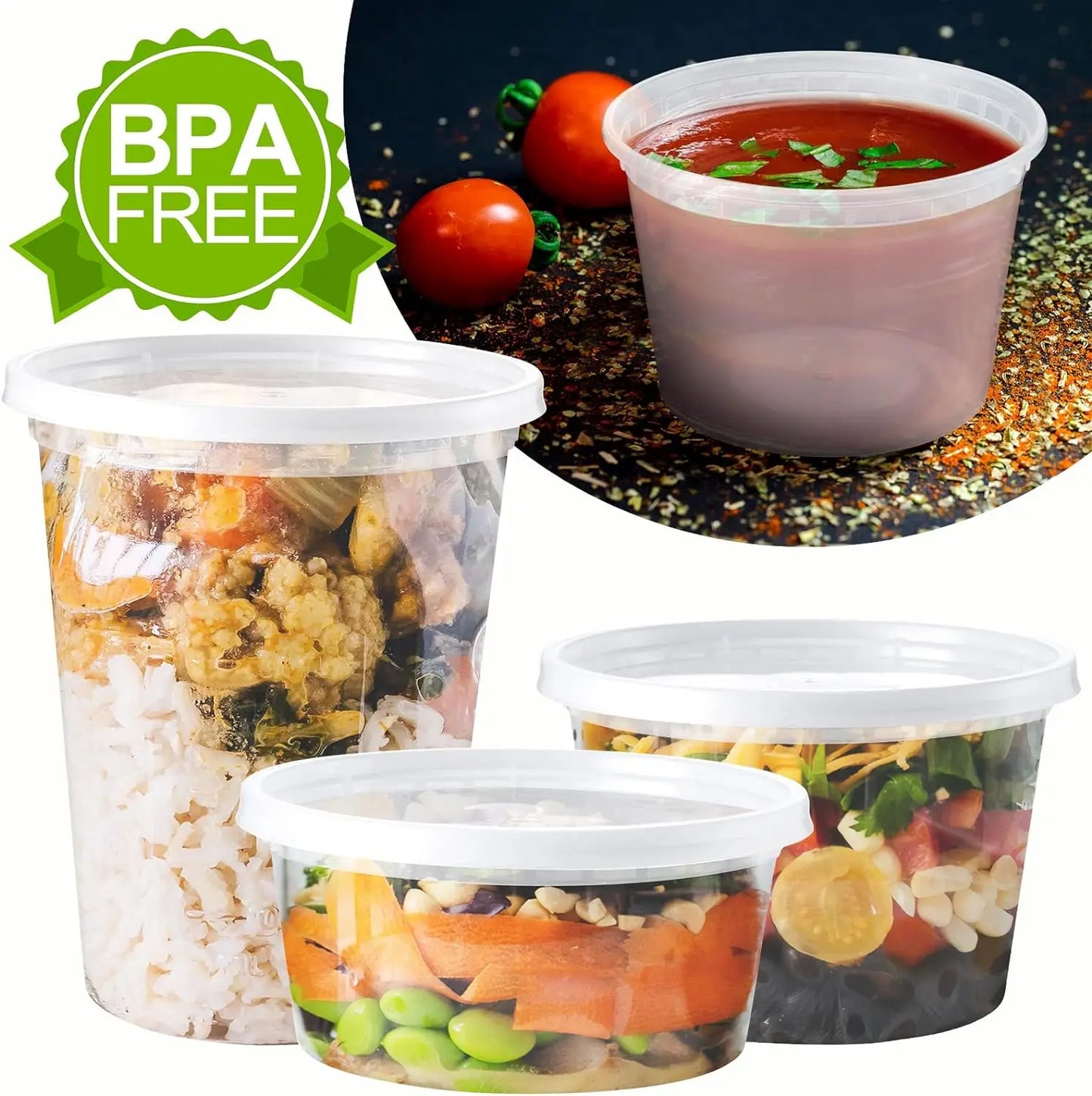Plastic Storage Containers with Lids 8oz 16oz 32oz