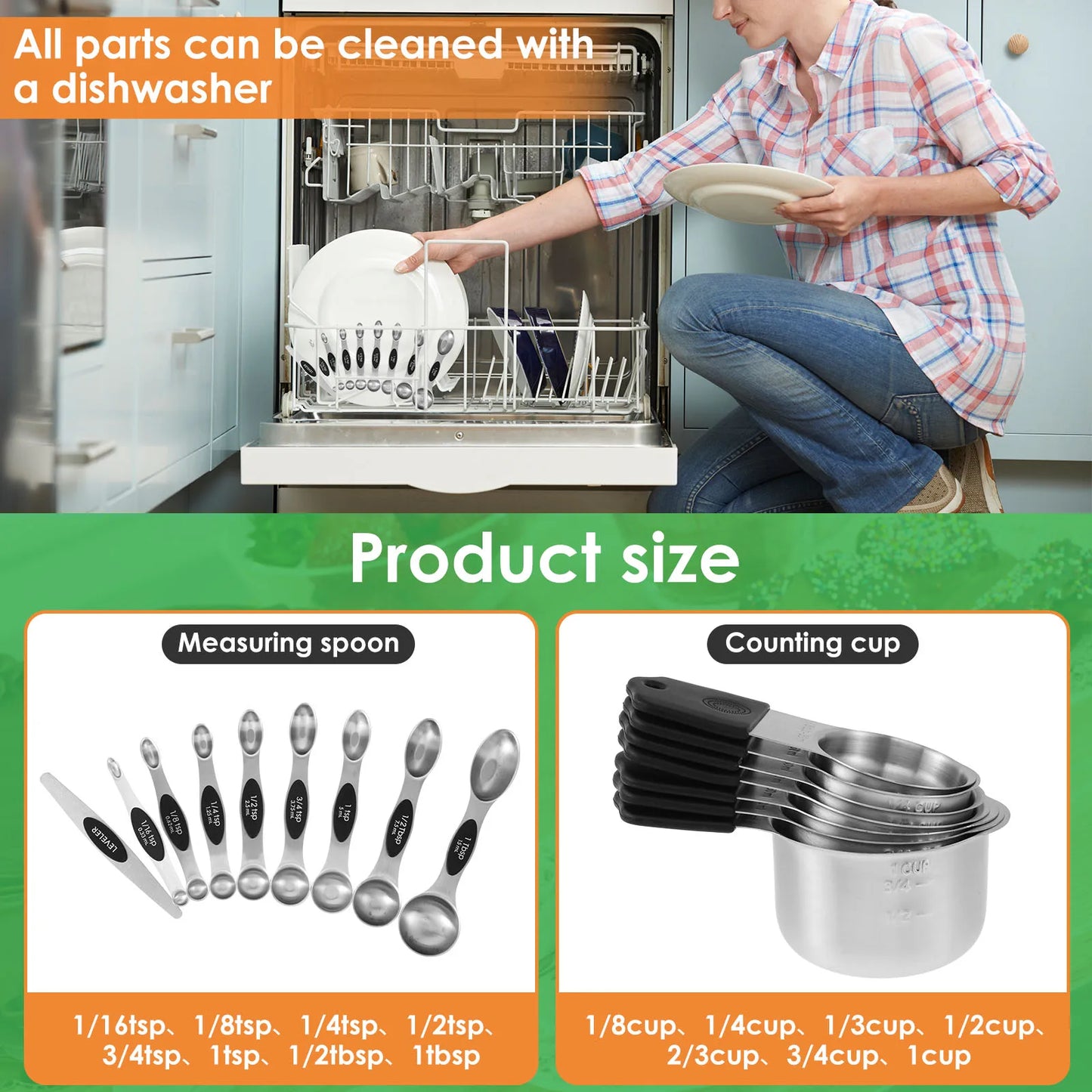16Pcs Magnetic Measuring Cups and Spoons Set