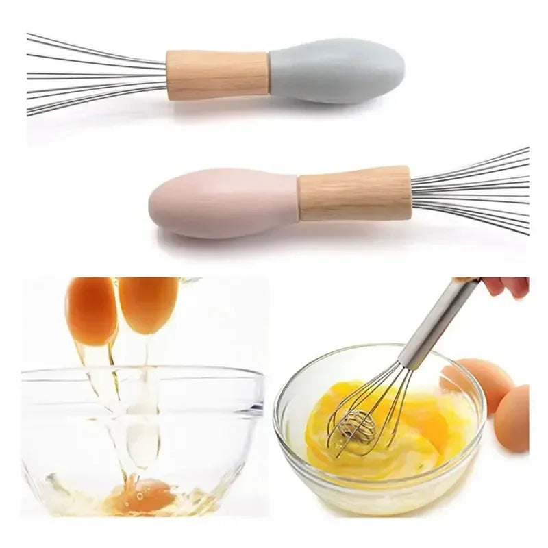 Manual Egg Blender with Wood Handle