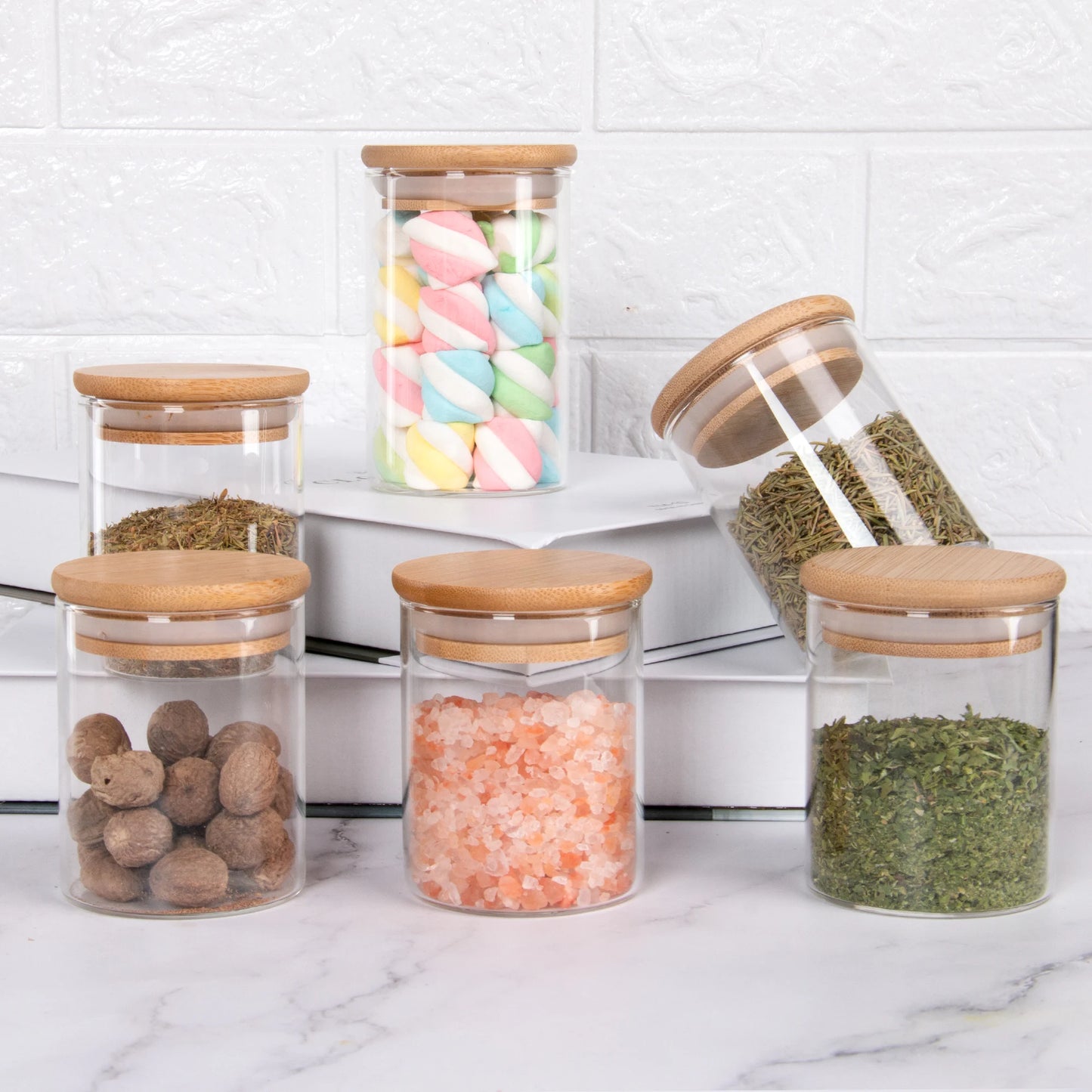 4oz Glass Spice Jars with Bamboo Lids